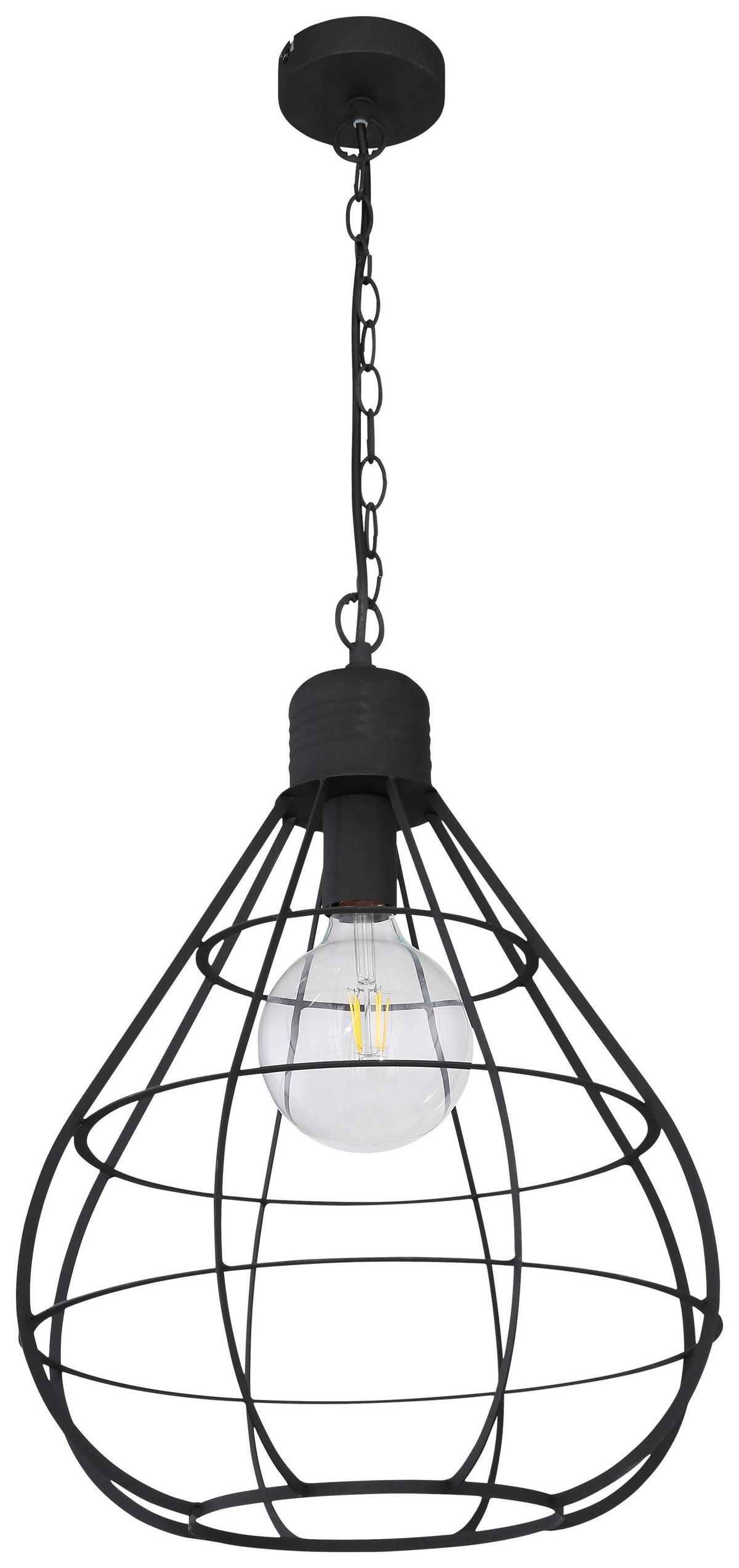 Hängeleuchte Clastra max. 60 Watt - Schwarz, Basics, Metall (40/120cm) - Globo