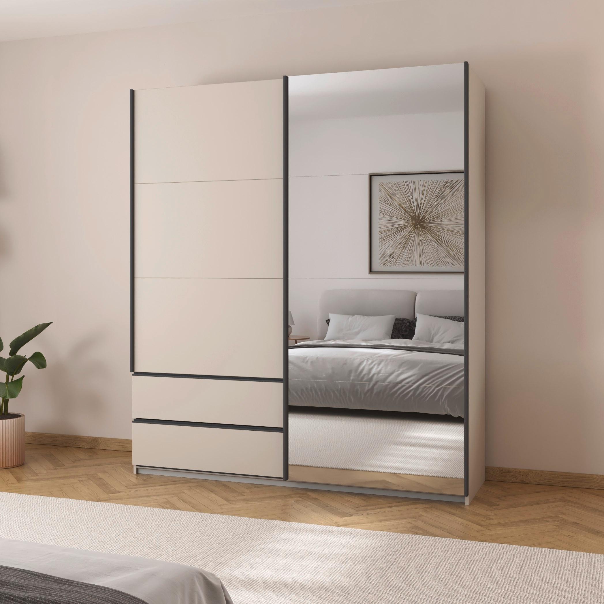 Schwebetürenschrank Elara Champagnerfarben - Champagner, KONVENTIONELL, Holzwerkstoff/Metall (181/210/62cm) - Premium Living