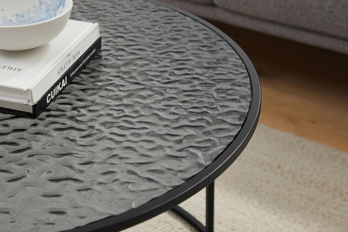 Klubska Miza Black, Črna - črna, Design, kovina/steklo (80/45cm) - Livetastic