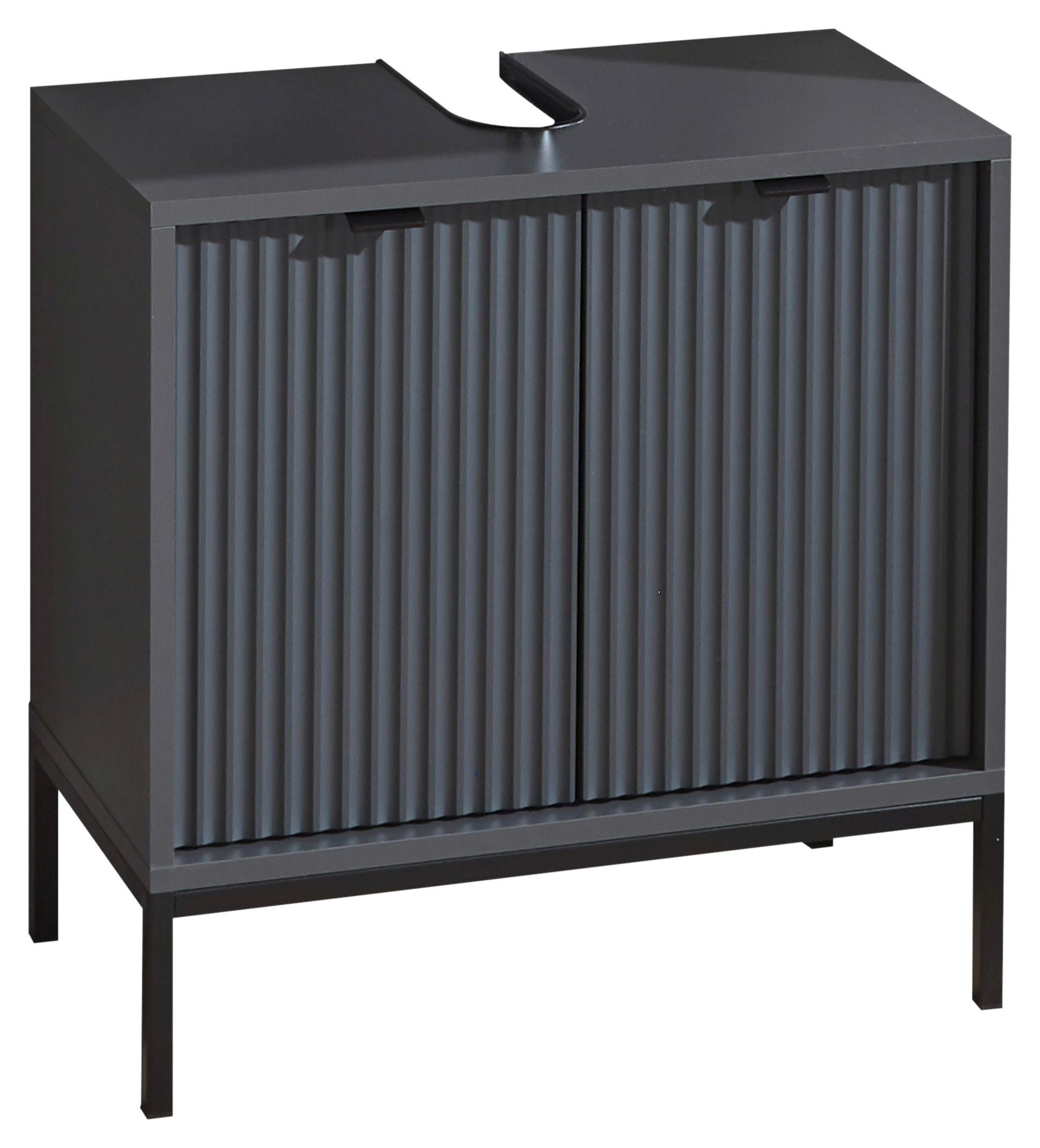 SZAFKA POD UMYWALKĘ LUCERA - antracytowy/szary, Modern, materiał drewnopochodny/tworzywo sztuczne (60/60/32cm) - MID.YOU