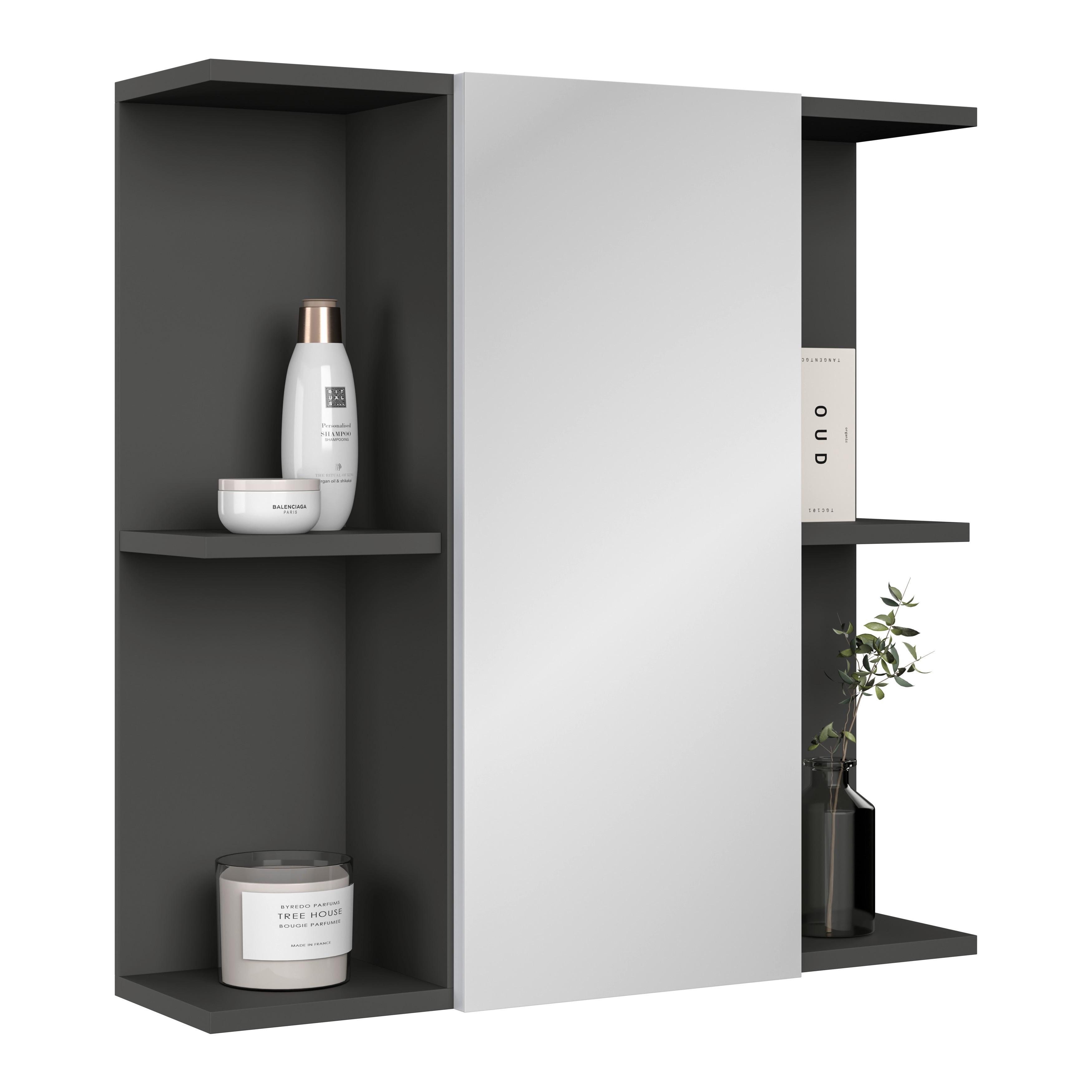 Element S Ogledalom Pearl New - bijela/antracit, Konvencionalno, staklo/drvni materijal (70/71/23cm)