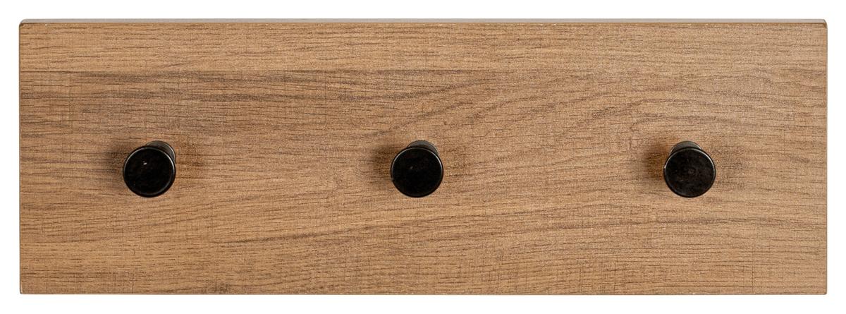 Hakenleiste Parma 1 in Schwarz/Eichefarben - Eichefarben/Schwarz, Modern, Holzwerkstoff/Metall (35/12/5cm) - Mömax