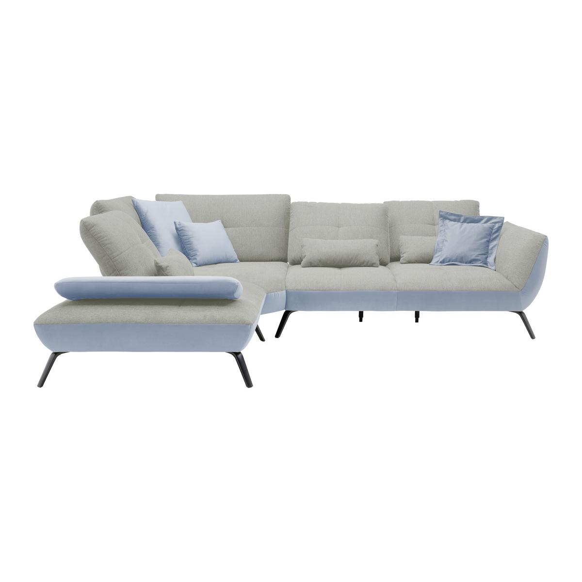 Wohnlandschaft Trendy Silberfarben/Hellgrau - Silberfarben/Hellgrau, MODERN, Holzwerkstoff/Textil (250/93/310cm) - Premium Living