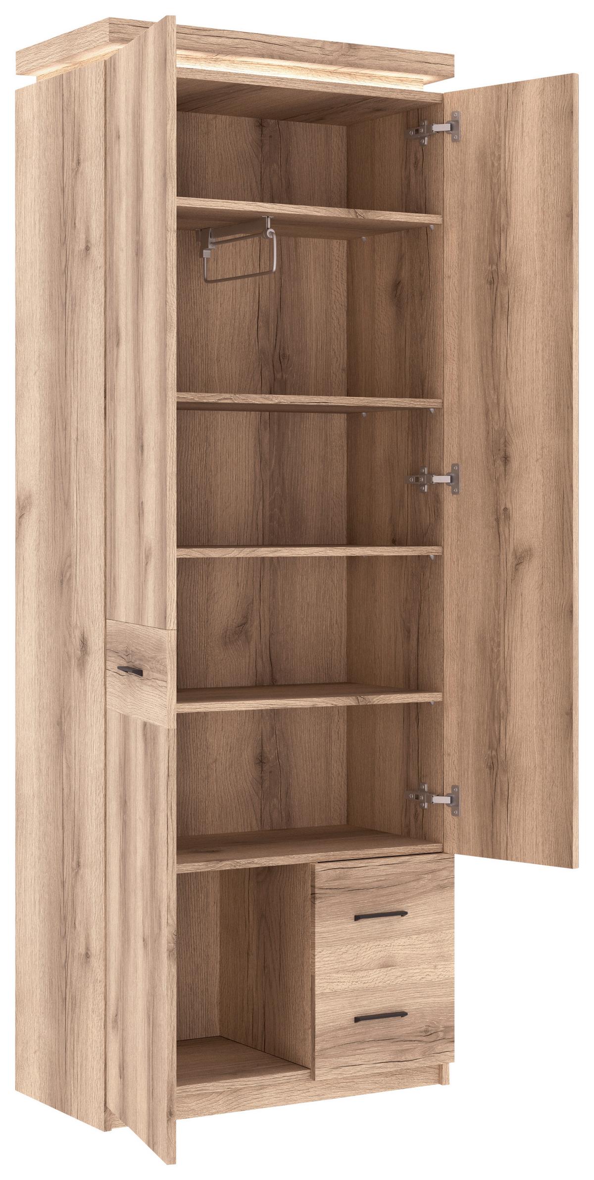 Dulap pentru hol Vancuover - culoare lemn stejar, Modern, sticlă/material pe bază de lemn (75/198/38cm) - Premium Living