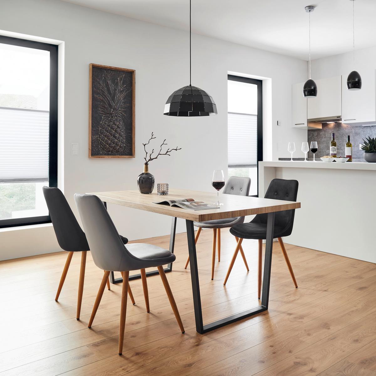 KRZESŁO IRIS - kolor dębowy/ciemnoszary, Modern, metal/tkanina (49/87/55cm) - Bessagi Home