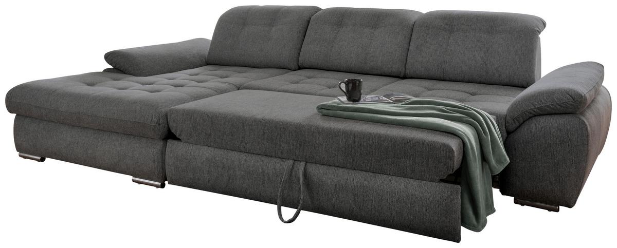 Ecksofa Rigatti mit Bettkasten ca. 184x314 cm Anthrazit - Chromfarben/Anthrazit, MODERN, Textil/Metall (184/314cm) - Livetastic