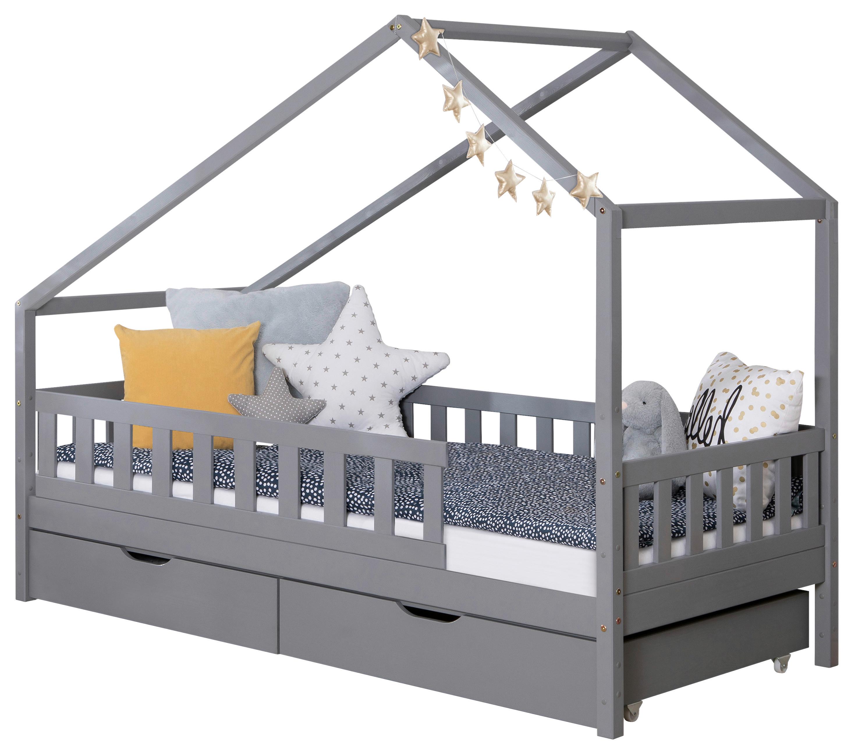 Hausbett Lou ca. 100x200 cm Holz Hellgrau - Hellgrau/Naturfarben, MODERN, Holz (100/200cm) - MID.YOU