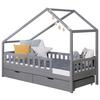 Hausbett Lou ca. 90x200 cm Holz Hellgrau - Hellgrau/Naturfarben, MODERN, Holz/Textil (90/200cm) - MID.YOU
