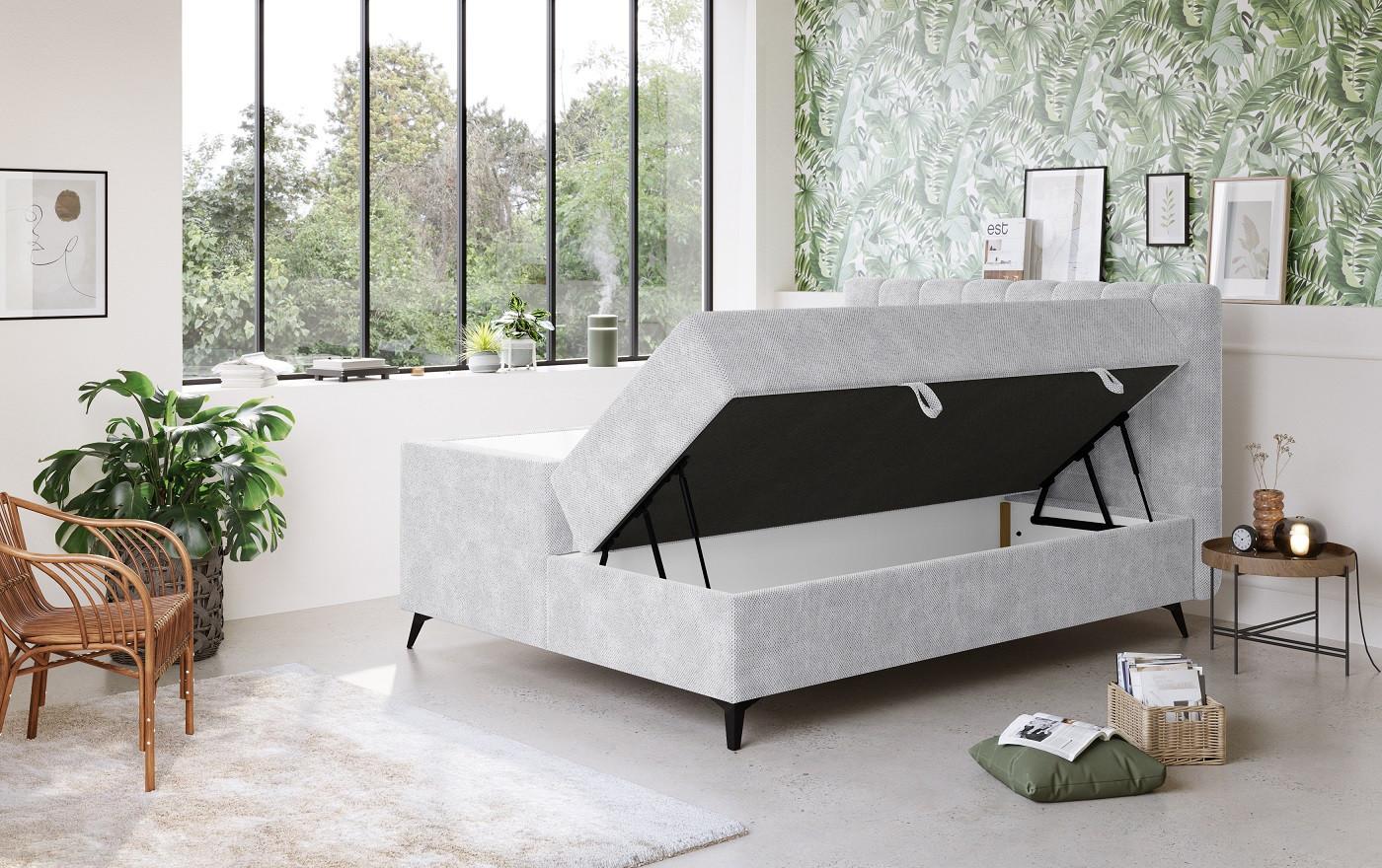 Box-ágy Vicky - szürke, Modern, faalapú anyag/textil (160/200cm)