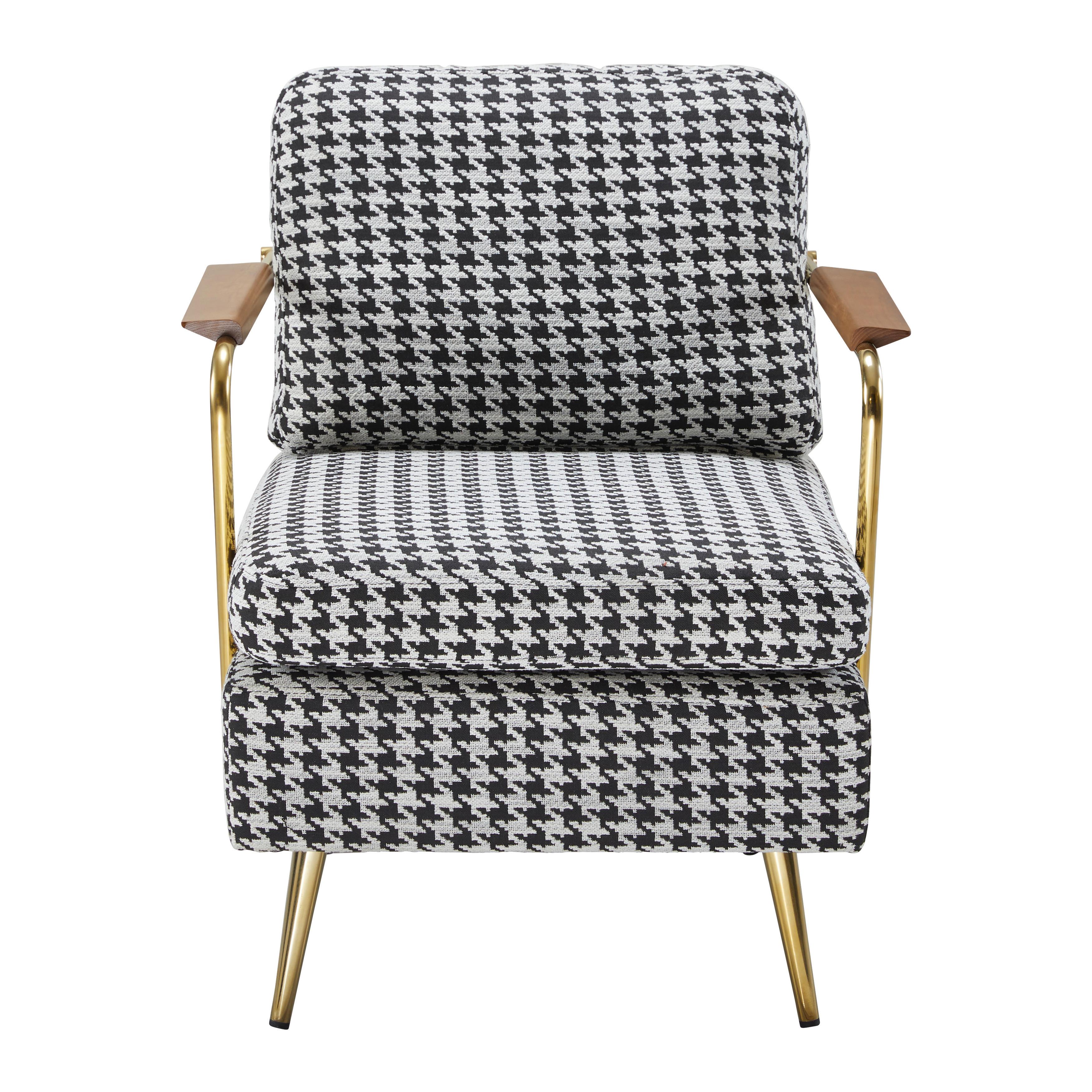 Sessel schwarz/weiss "Vivien" - Weiss/Goldfarben, Modern, Holz/Textil (66/73/83cm) - Bessagi Home