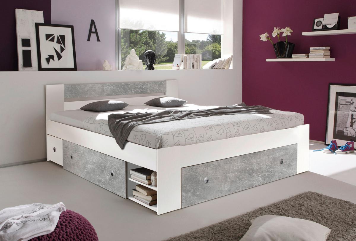 Posteljna Garnitura Stefan, S Predali, 140x200 - siva/bela, Moderno (140/200cm) - Boxxx