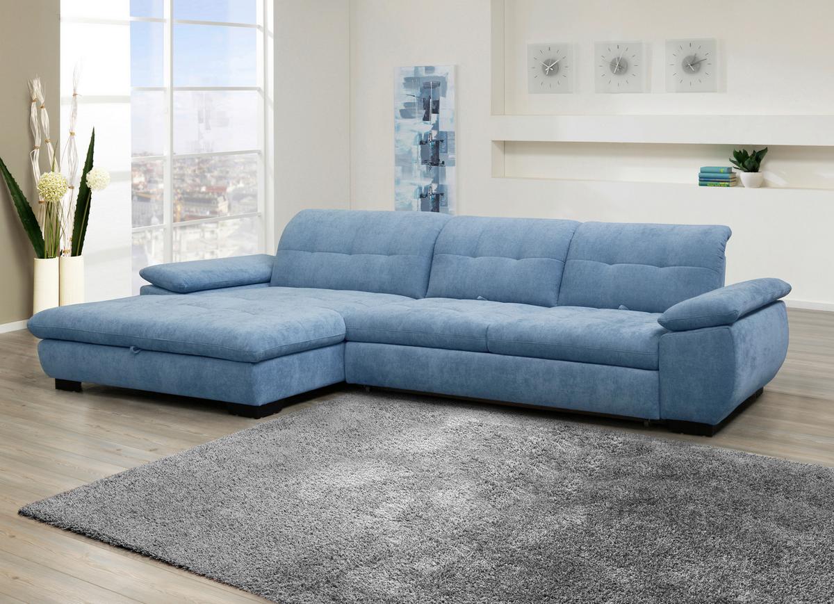 Coltar BELLAGIO - albastru, Modern, carton/material pe bază de lemn (198/328cm) - Premium Living