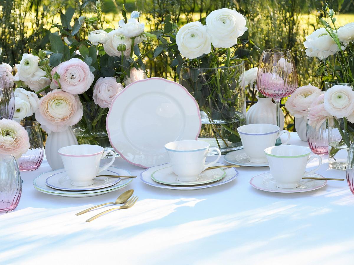 Servis Za Kavu Florine 12/1 - svijetlo ružičasta/boje limete, Basics, keramika - Creatable