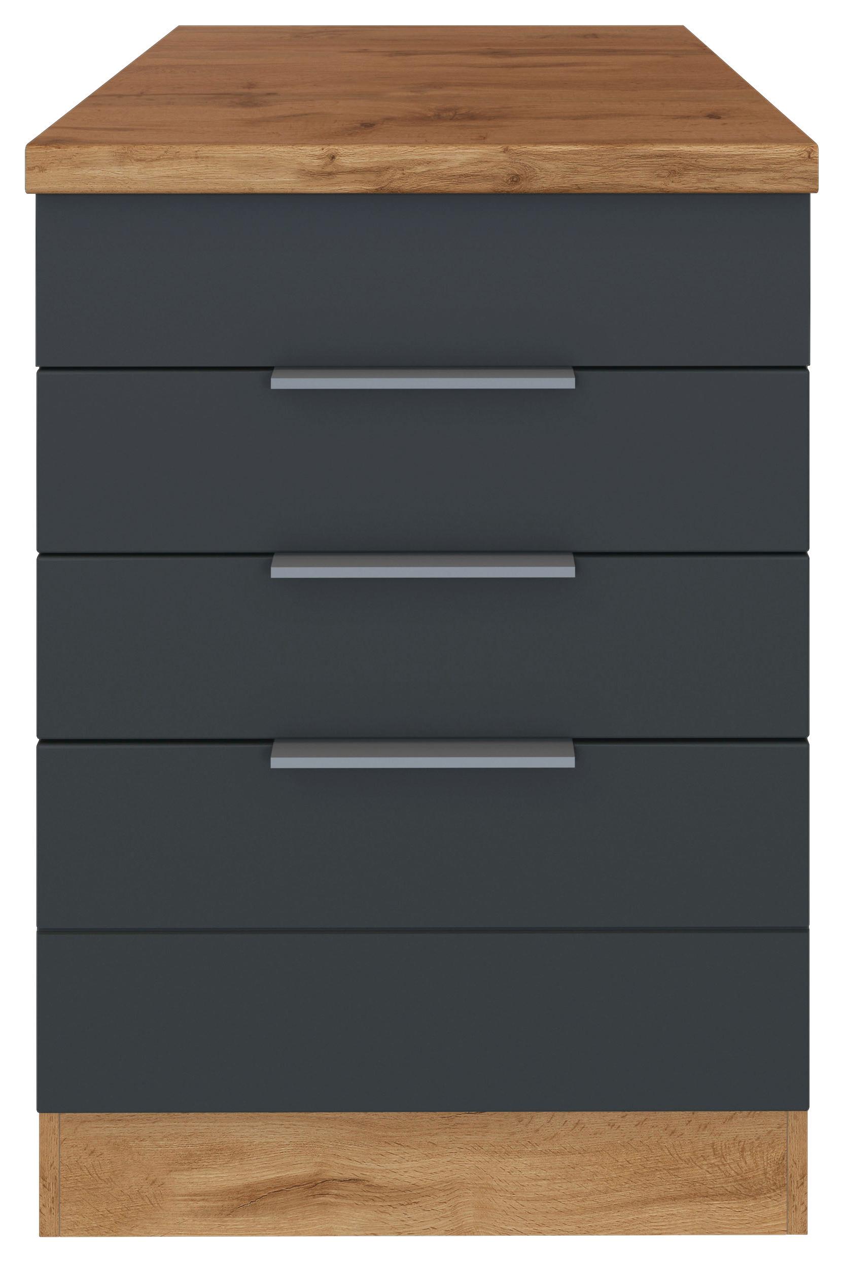 Kochfeldumbauschrank Florenz ca. 60 cm Grau/Eiche - Eiche Wotan/Grau, Design, Holzwerkstoff/Metall (60/86/60cm) - Held