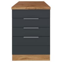 Kochfeldumbauschrank Florenz ca. 60 cm Grau/Eiche - Eiche Wotan/Grau, Design, Holzwerkstoff/Metall (60/86/60cm) - Held