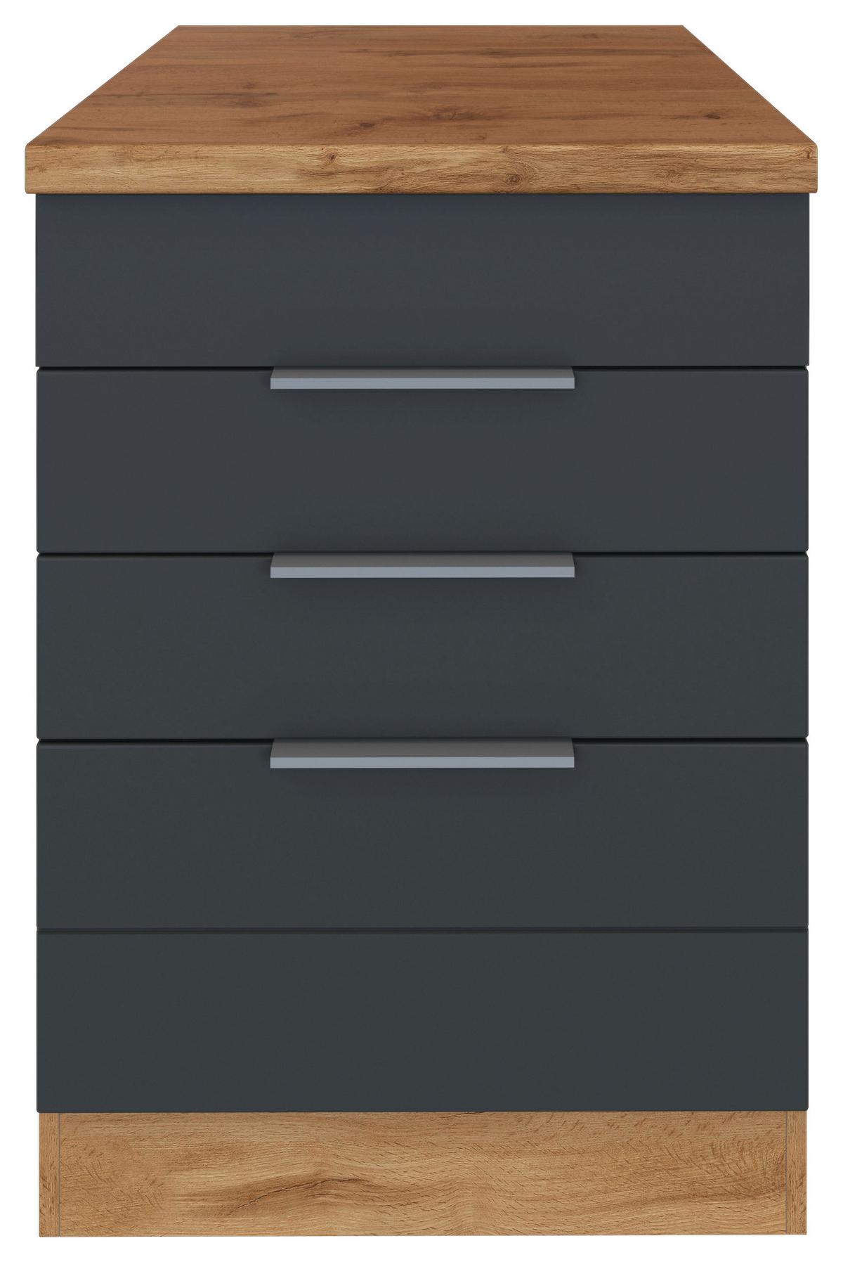 Kochfeldumbauschrank Florenz ca. 60 cm Grau/Eiche - Eiche Wotan/Grau, Design, Holzwerkstoff/Metall (60/86/60cm) - Held