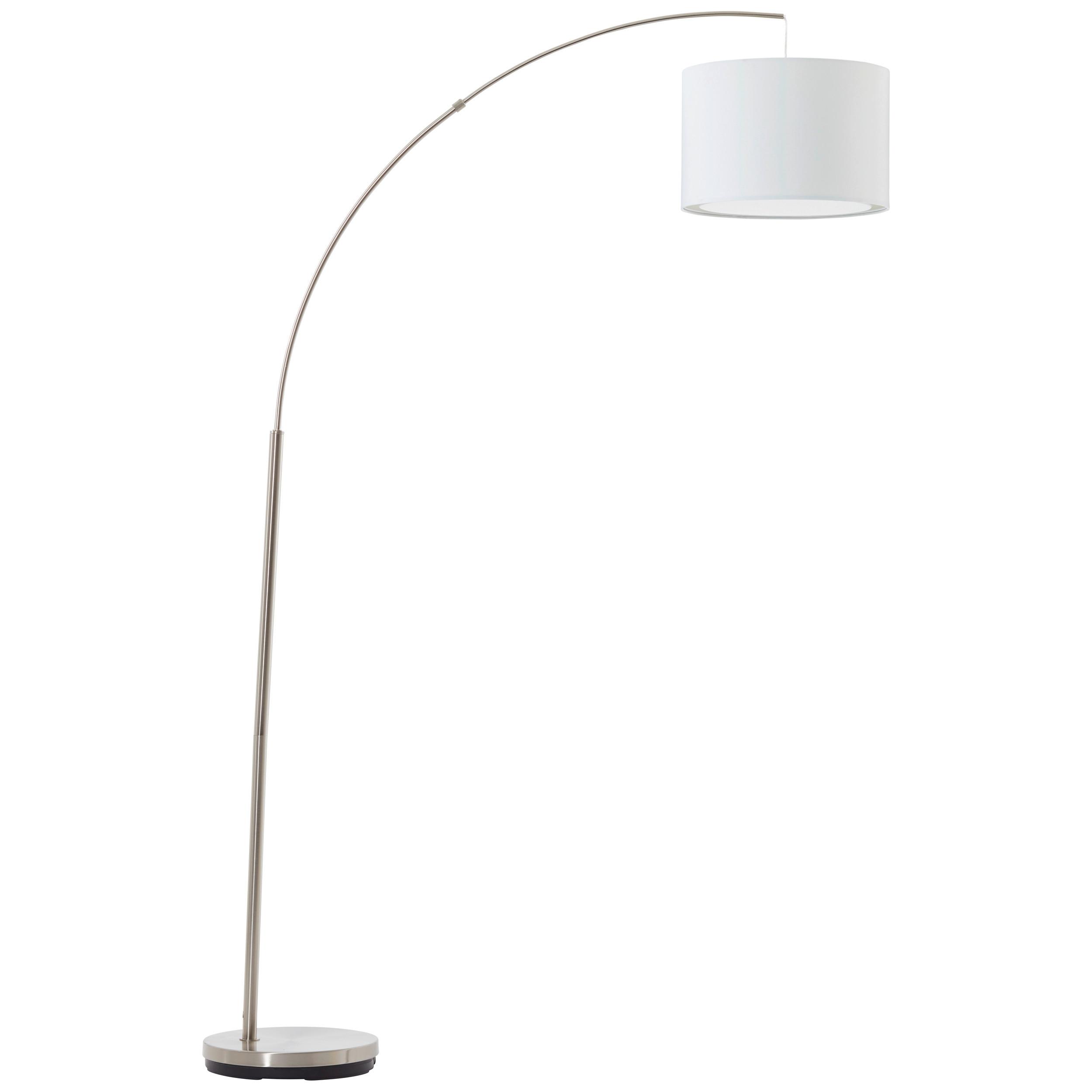 Bogenleuchte Clarie max. 60 Watt - Silberfarben/Weiß, Design, Textil/Metall (36/180cm)