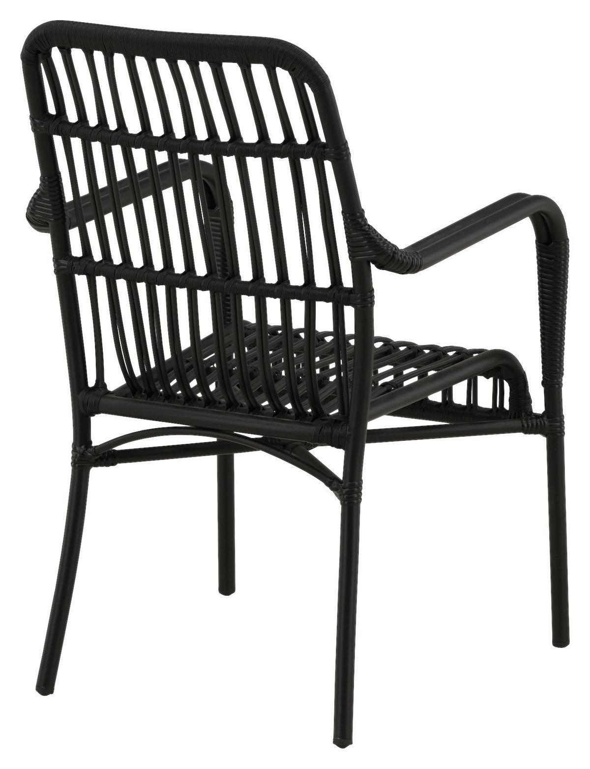 Loungesessel Rizal ca. 57x90 cm Schwarz - Schwarz, KONVENTIONELL, Kunststoff/Metall (57/90/64cm) - Gardenson