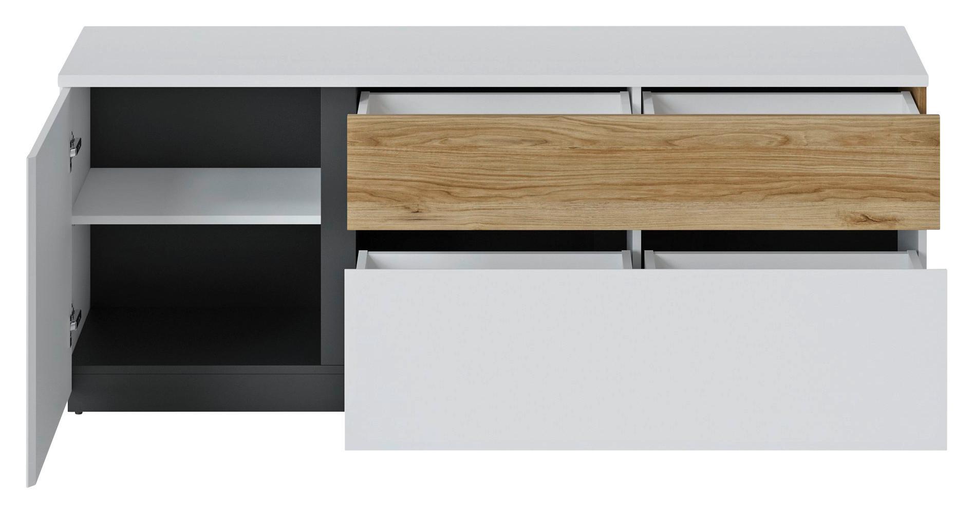 Tv Komoda Novena - bijela/boje hrasta, Trend, drvni materijal/plastika (160,2/63,1/40cm) - Modern Living