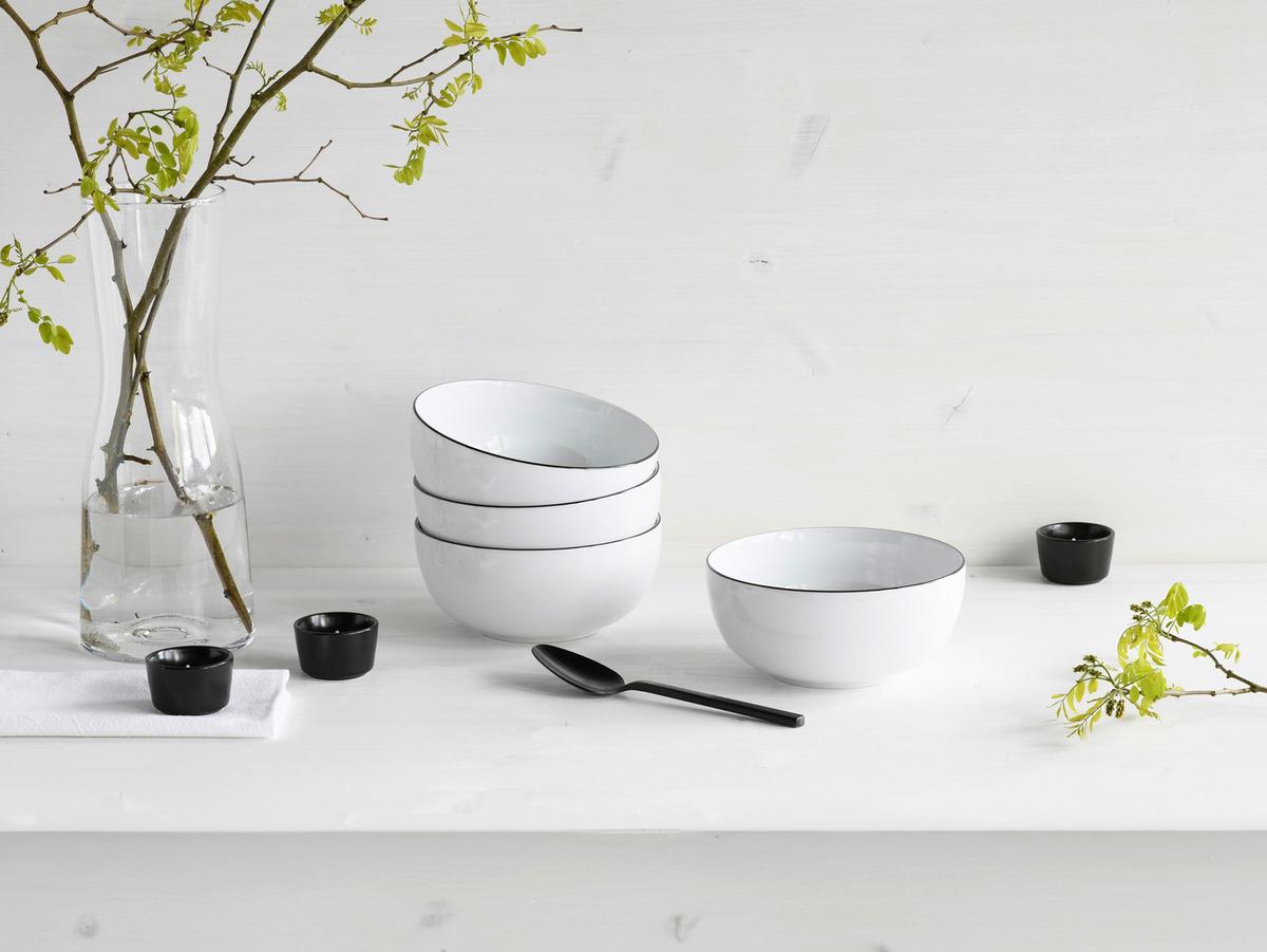 Set Posod All Round Black Line, 4-Delni - črna/bela, Design, keramika (16cm) - Creatable