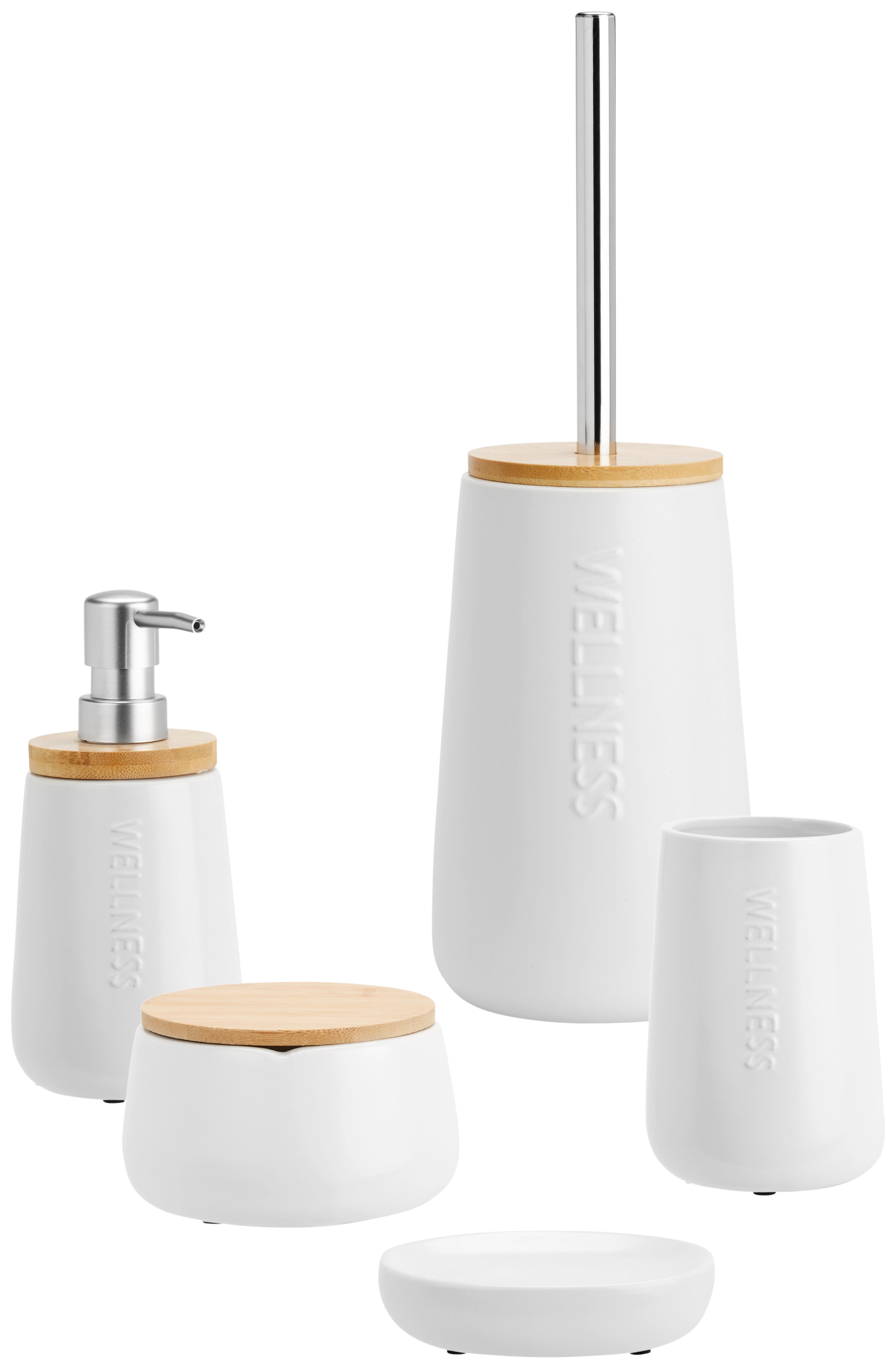 Zahnputzbecher Edna in Weiss - Weiss, Modern, Keramik (8,5cm)