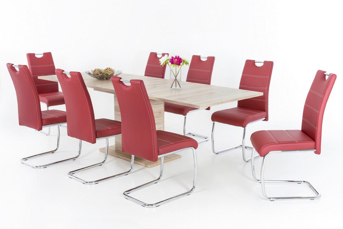SCHWINGSTUHL-SET FLORA S 4ER-SET - Chromfarben/Bordeaux, MODERN, Textil/Metall (43/98/59cm) - MID.YOU