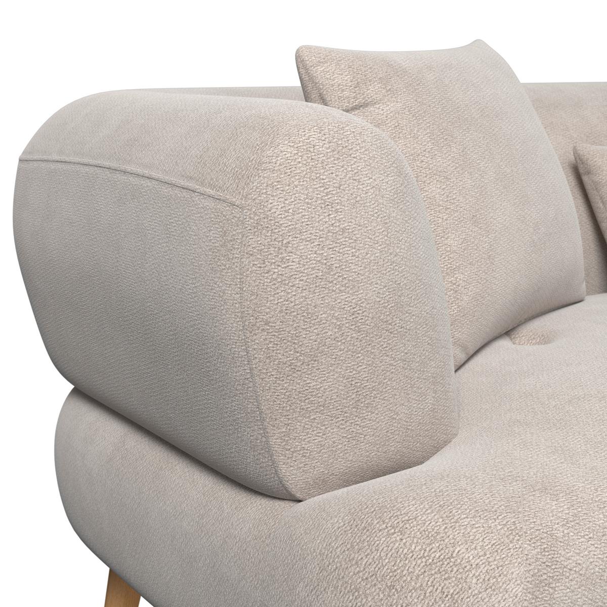 Sofa Elisabeth Bouclé Beige - Beige/Naturfarben, MODERN, Holz/Textil (216/81/94cm) - Bessagi Home