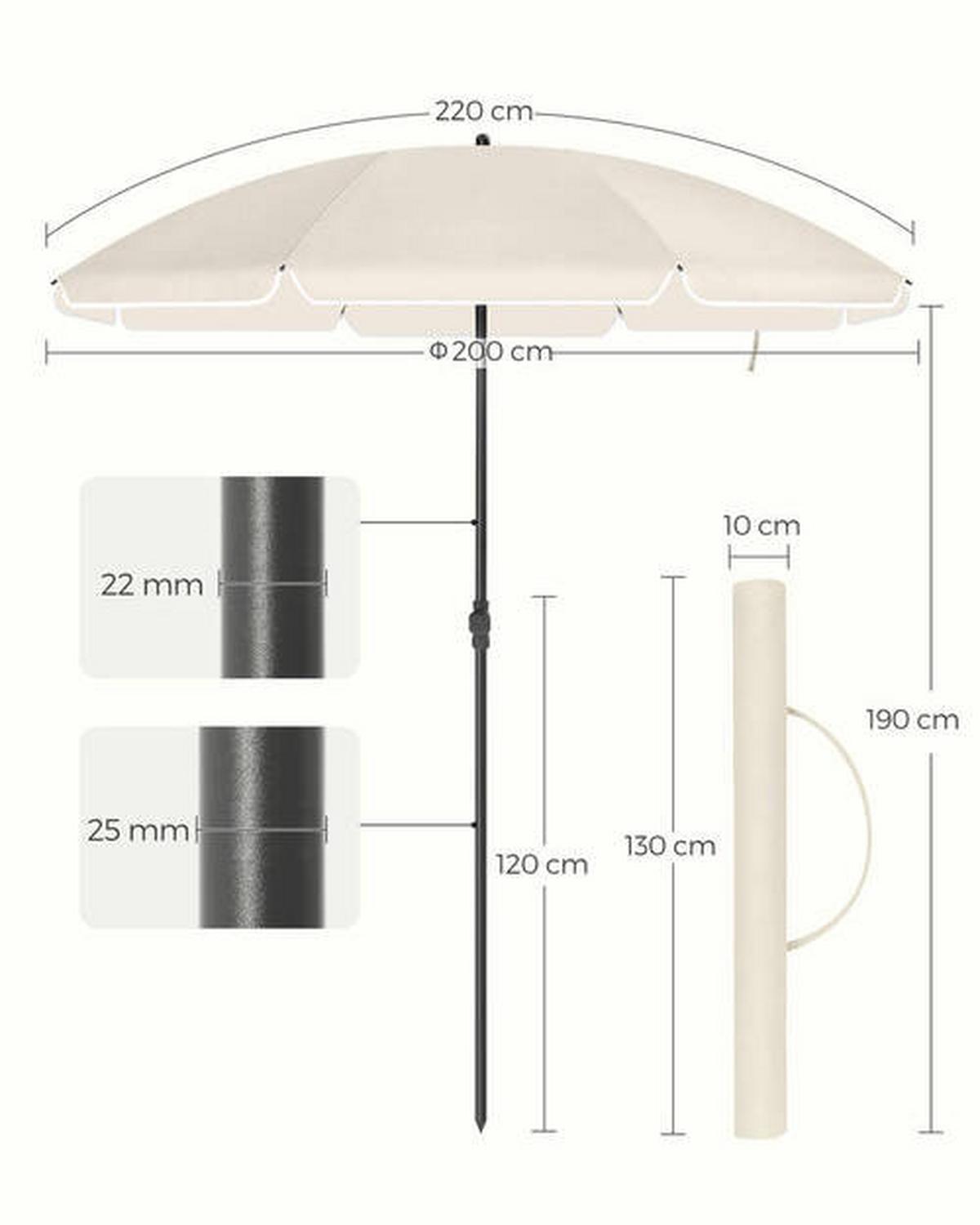 PARASOL PRZECIWSŁONECZNY 2 M - beżowy/czarny, Basics, metal/tkanina (200/200cm) - Mömax