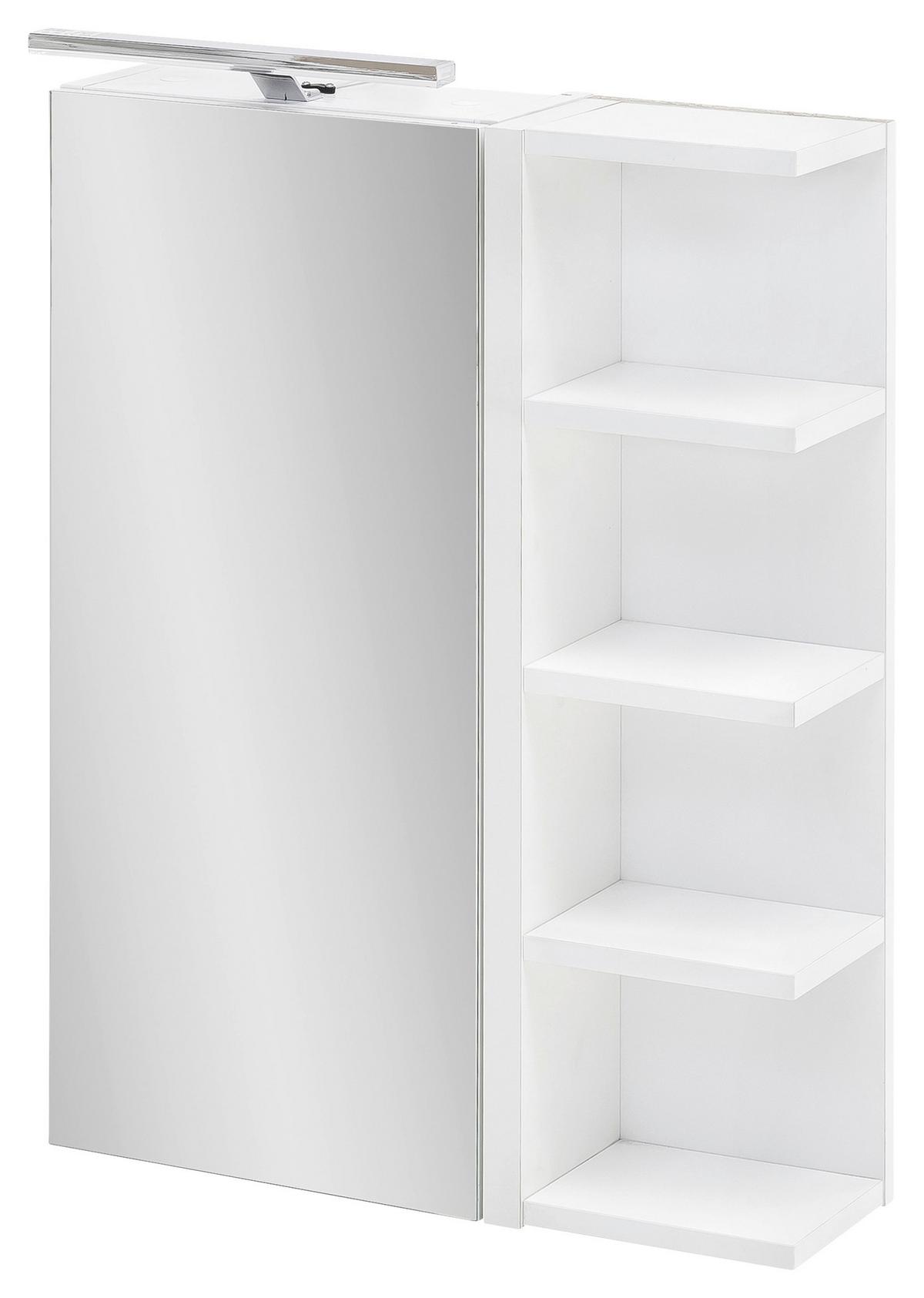 Spiegelschrank Matteo mit LED Weiß 1-türig - MODERN, Glas/Holzwerkstoff (51,3/75/16cm) - MID.YOU