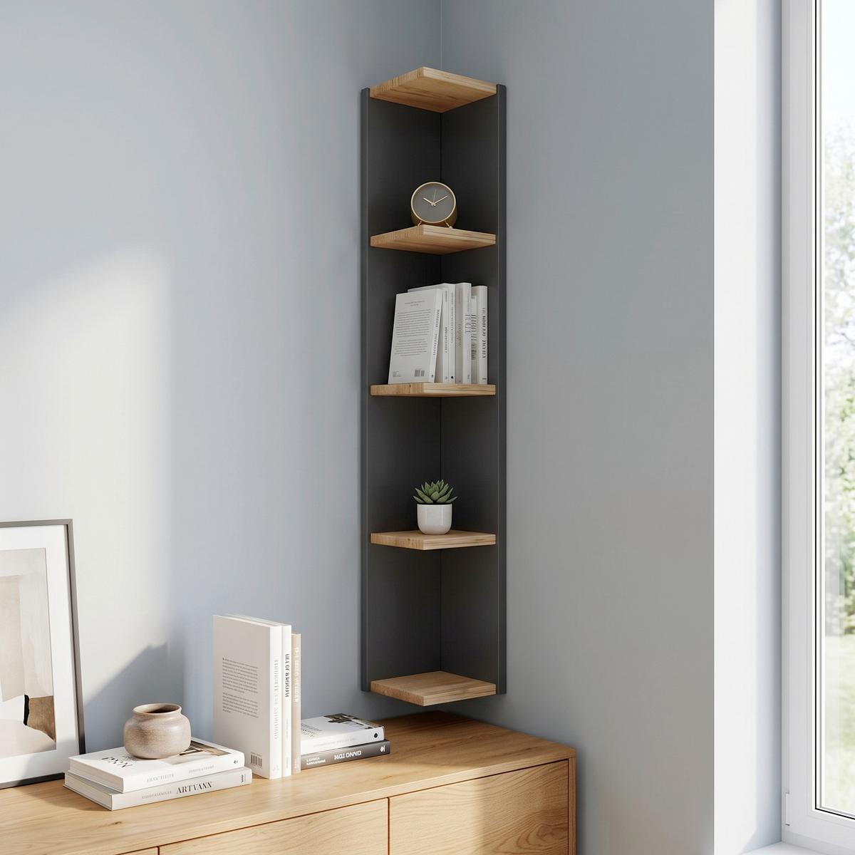 Eckregal HONSA Anthrazit ca. 15x97x17 cm - Honigeiche/Anthrazit, Design, Holzwerkstoff (15/97/17cm) - MID.YOU