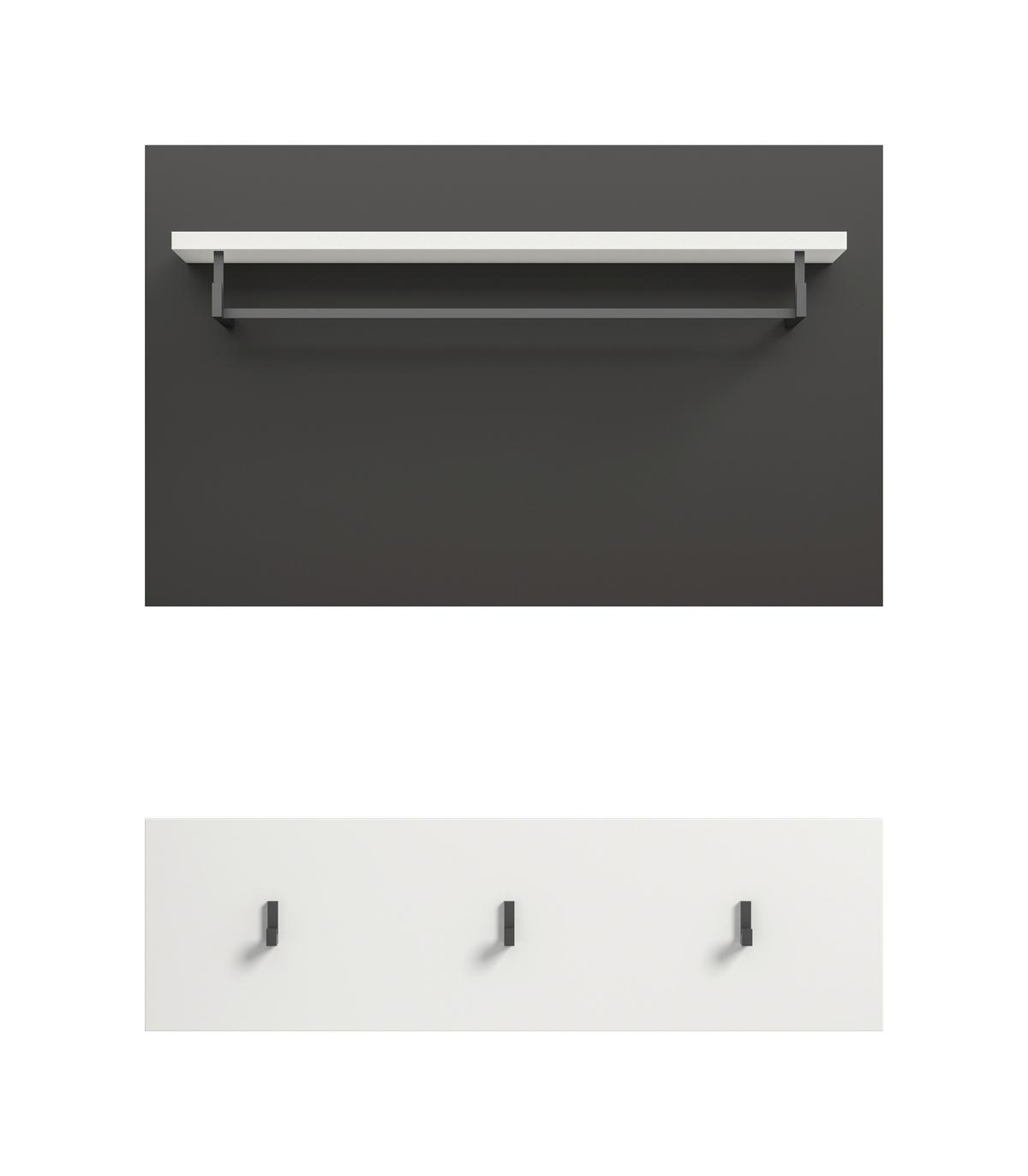 Garderobni Panel Canu, Bela, Siva - siva/bela, Design, leseni material (80/73/27cm) - Livetastic