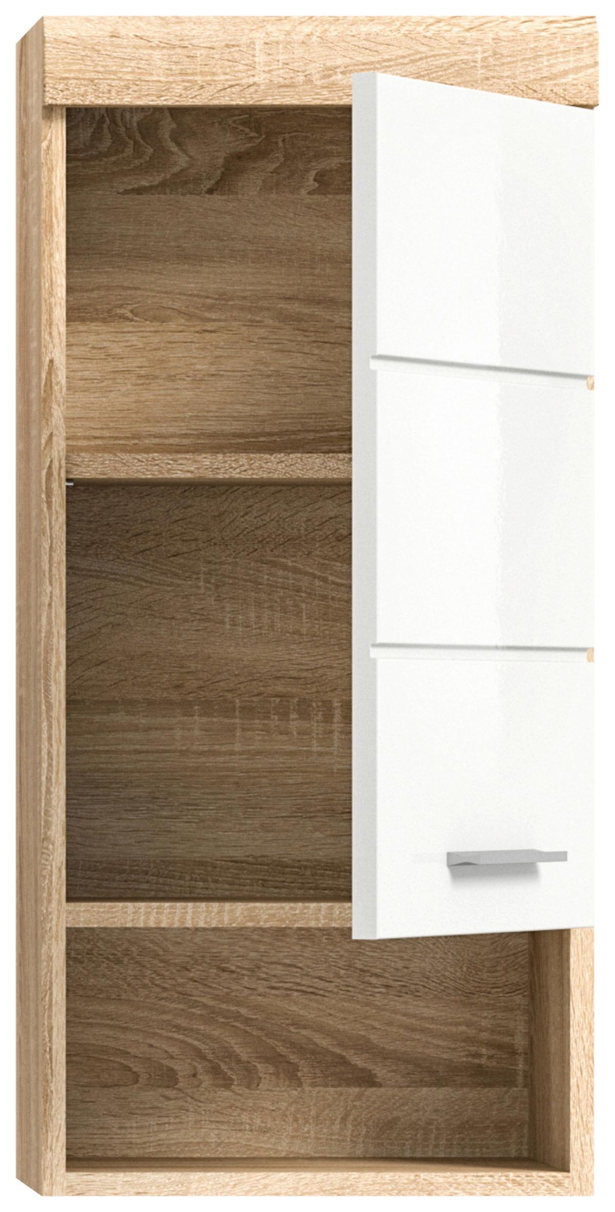 Hängeschrank Lambada ca. 37x79 cm Sonoma Eiche/Weiß - Weiß Hochglanz/Eichefarben, MODERN, Holzwerkstoff/Kunststoff (37/79/24cm) - MID.YOU