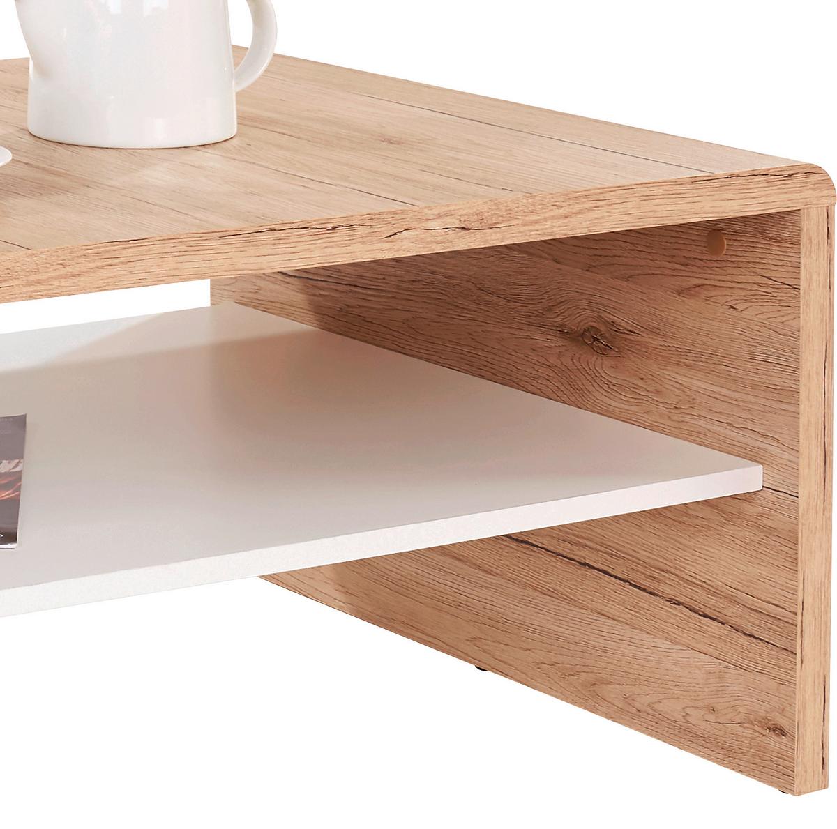 Măsuţă de cafea CALA LUNA - alb/stejar San Remo, Modern, material pe bază de lemn (100/40/59cm) - Modern Living