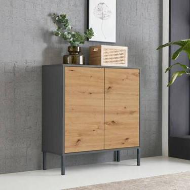 Kommode Mailand Typ 4 Anthrazit/Eiche - Anthrazit/Eiche Artisan, MODERN, Holzwerkstoff/Metall (79/86/33cm) - MID.YOU