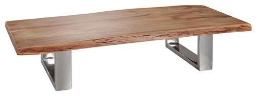 Couchtisch "Asura" , ca. 115x58 cm, aus Akazie - Chromfarben/Akaziefarben, Design, Holz/Metall (115/58/25cm) - MID.YOU