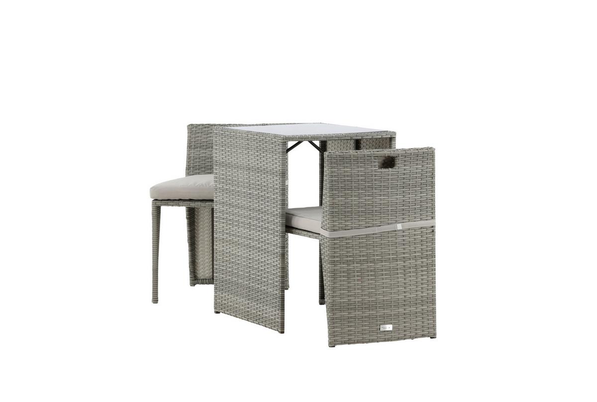 BALKONSET SAVANNA - Schwarz/Grau, KONVENTIONELL, Kunststoff/Metall - Gardenson