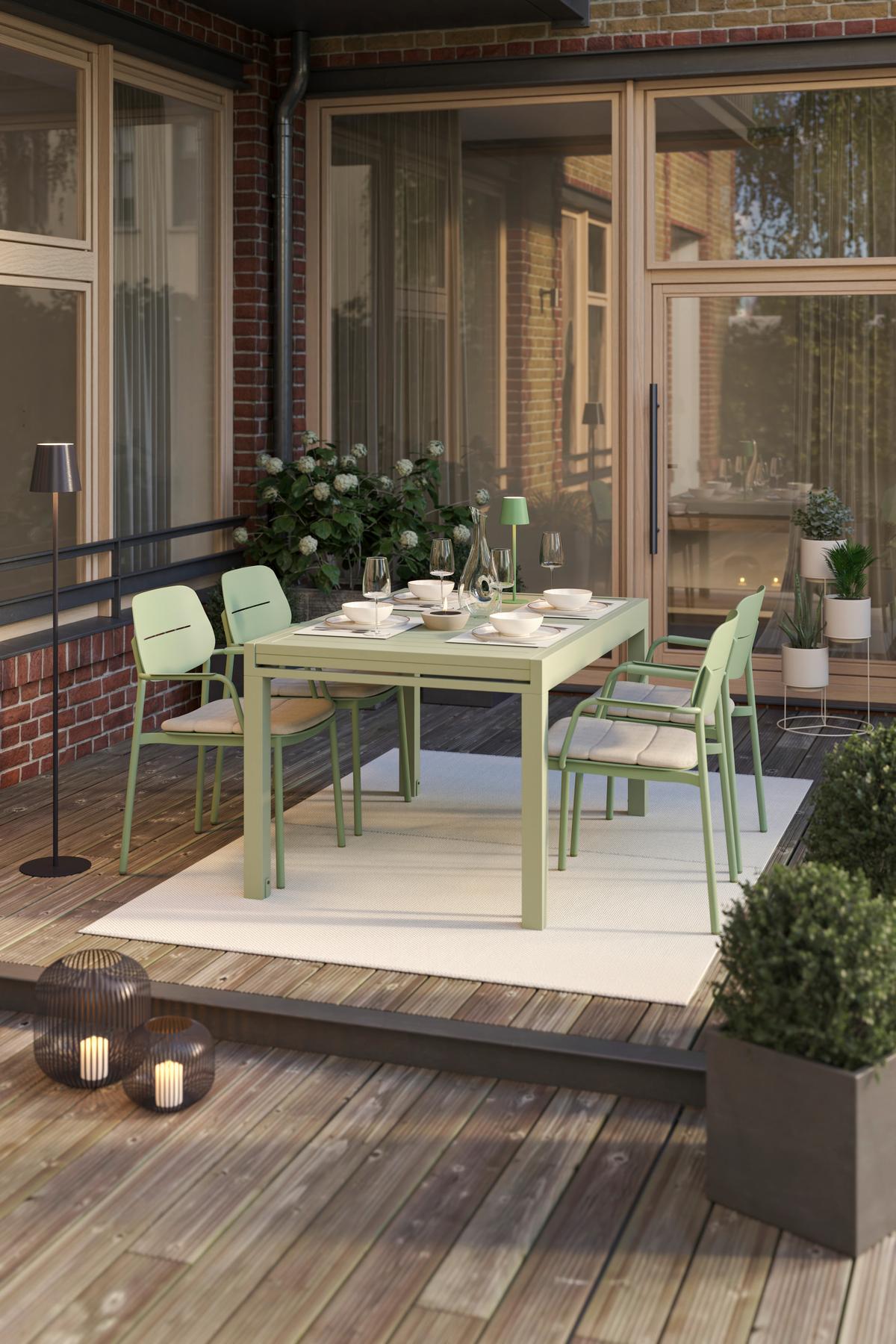 Gartentisch Verde Salbeigrün Aluminium - Salbeigrün, MODERN, Metall (270/76/90cm) - Mömax