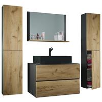 Kopalnica Lendas Xl, Antracit, Medeni Hrast - črna/medeni hrast, Moderno, steklo/leseni material (147cm) - MID.YOU