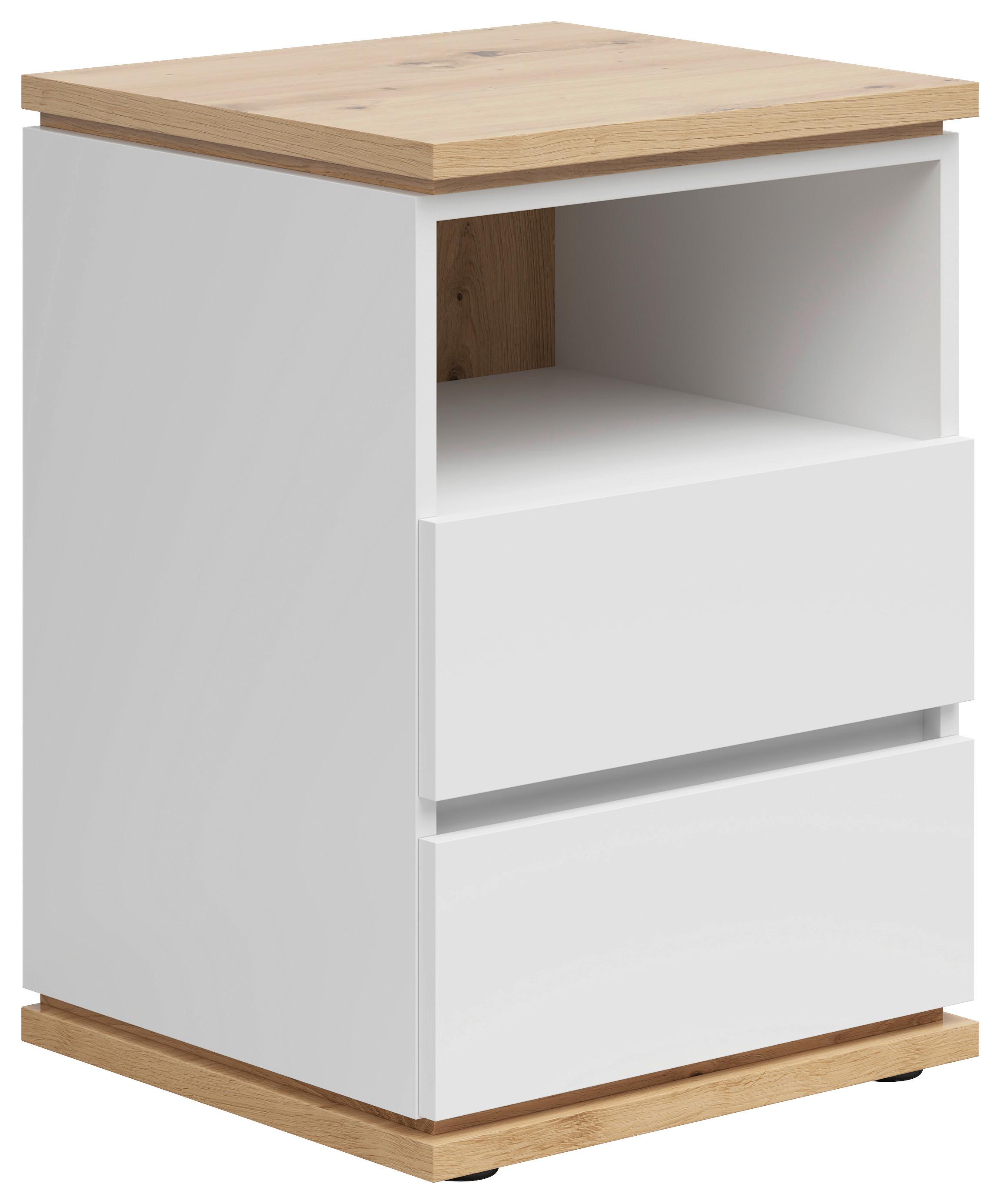 SZAFKA NOCNA YAMAEL - biały/czarny, Modern, materiał drewnopochodny (45/63/42cm) - Xora