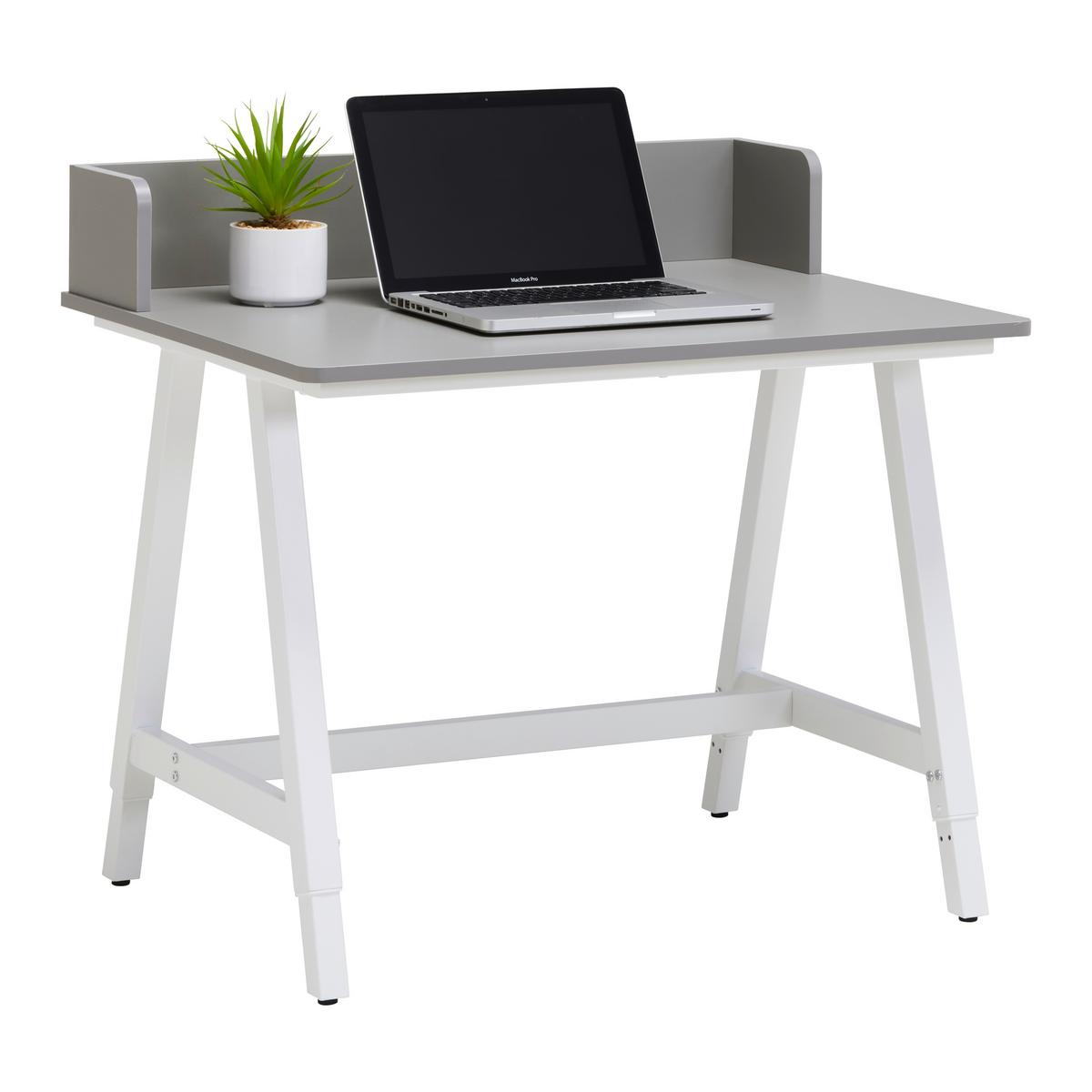 Schreibtisch Emmelie Grau/Weiss - Weiss/Grau, Modern, Holzwerkstoff/Metall (80/54-85/60cm) - Mömax