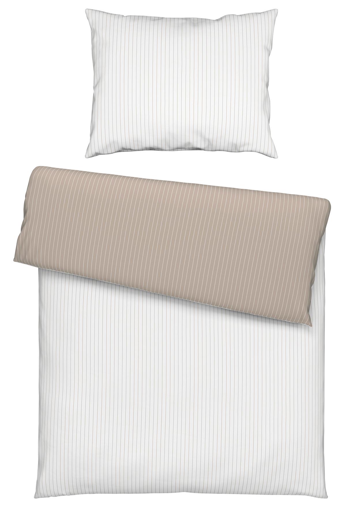 Bettwäsche Twill Streif XL Weiß/Beige ca. 140x220cm - Beige/Weiß, MODERN, Textil (140/220cm) - Mömax