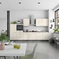 Küchenblock Riva Low m. Geräten Weiß - Schieferfarben/Edelstahlfarben, MODERN, Holzwerkstoff/Metall (360cm) - Nobilia