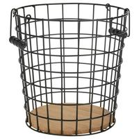 Papierkorb Cage Braun/Schwarz - Schwarz, LIFESTYLE, Holz/Metall (30/30/32cm) - Mömax