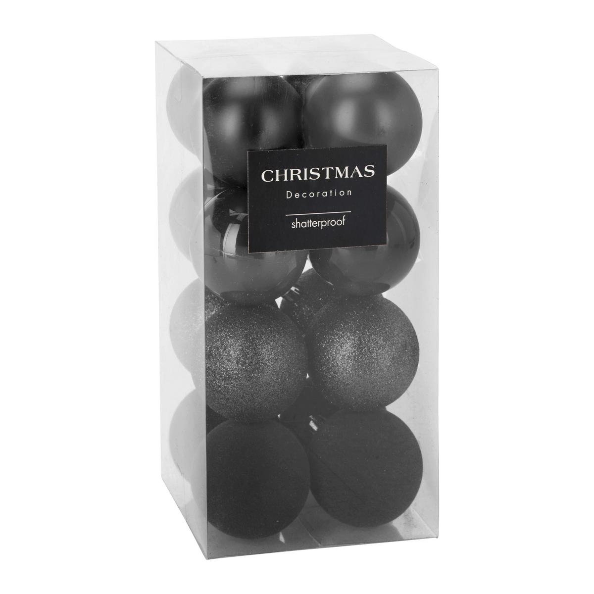 Karácsonyfagömbszett Romy - fekete, Konventionell, műanyag (6cm) - Mömax