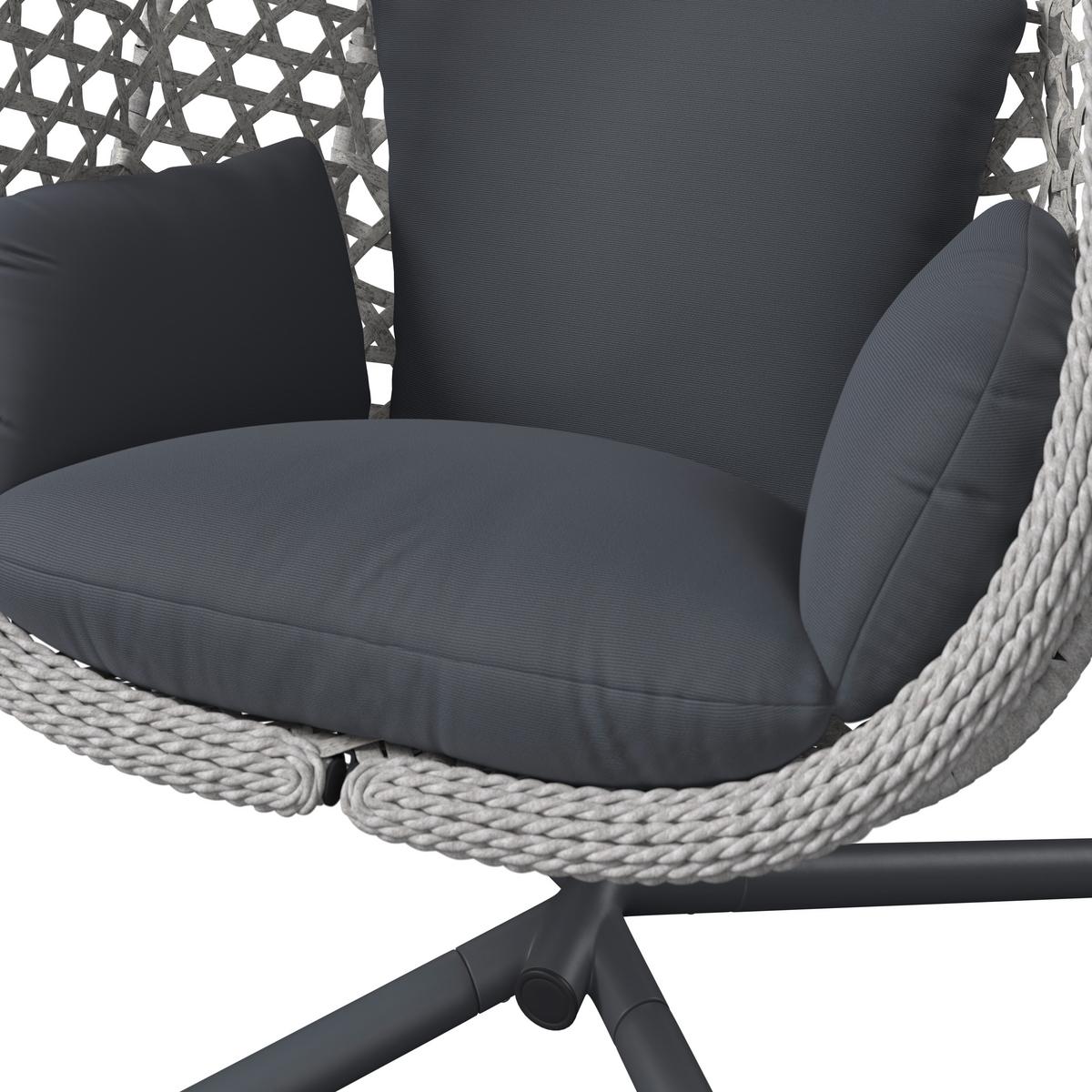 Függőfotel Amy - natúr színű/sötétszürke, Modern, műanyag/textil (95/196/103cm)