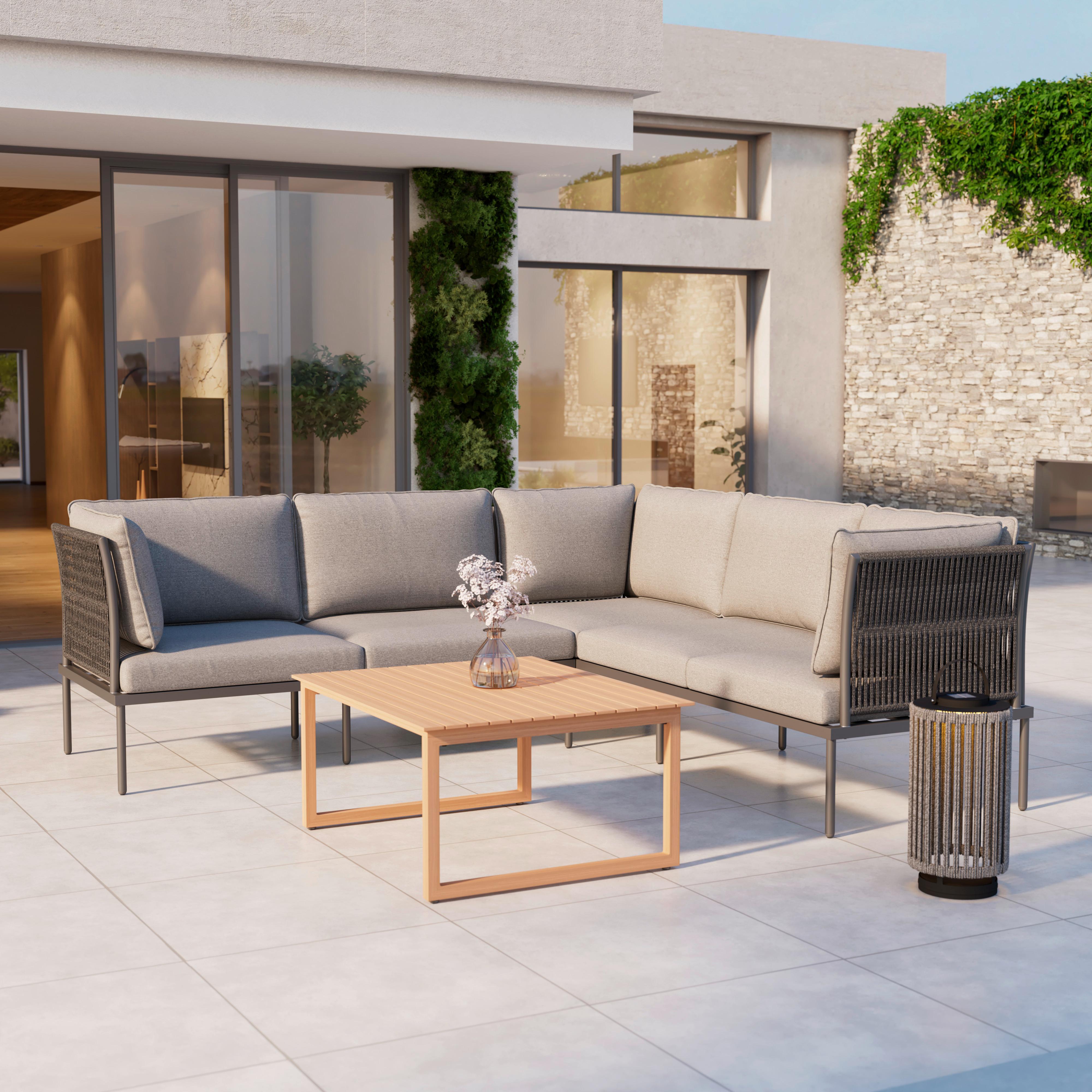Gartenlounge Elora Hellgrau Textil/Metall - Anthrazit/Hellgrau, Modern, Textil/Metall (223/75/74cm) - Bessagi Garden