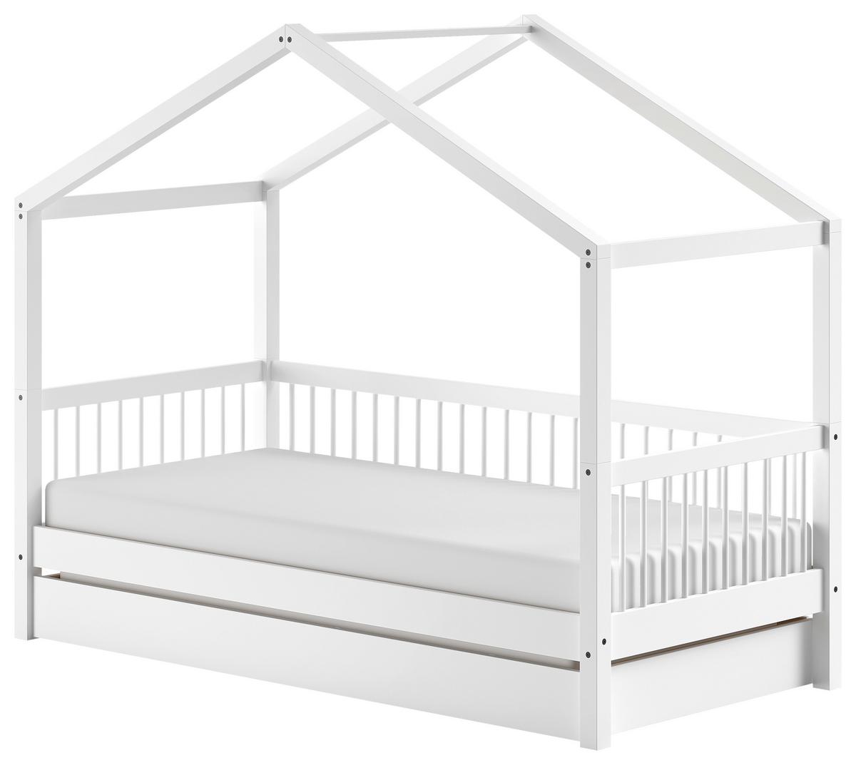 Hausbett FORREST Weiß ca.90x200cm mit Bettschublade - Weiß/Naturfarben, MODERN, Holz (90/200cm) - Vipack