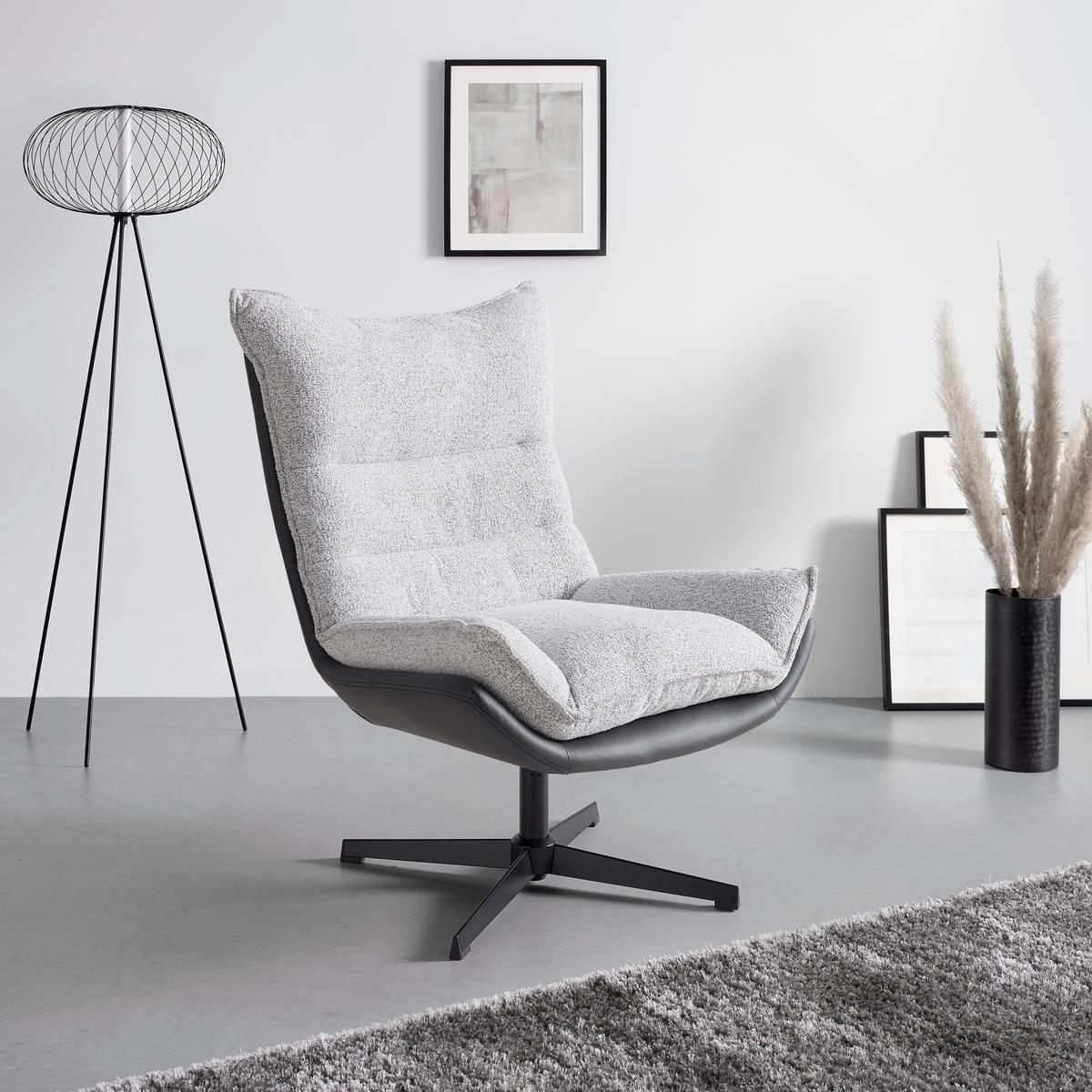 Fotel Audrey - krémszínű/fekete, Modern, textil/fa (82/104/89cm) - Mömax