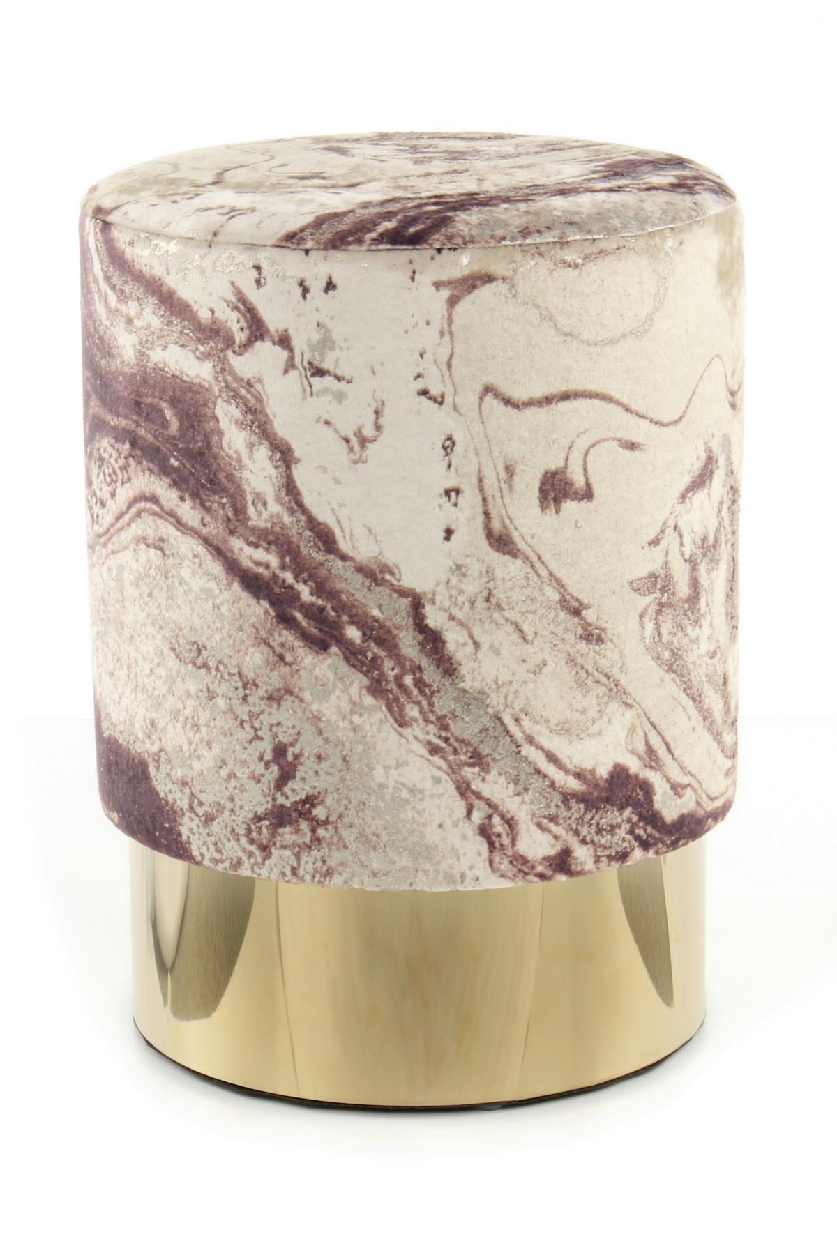 HOCKER GIPSY 325 - Goldfarben/Bronzefarben, Design, Textil/Metall (35/46/35cm) - Kayoom