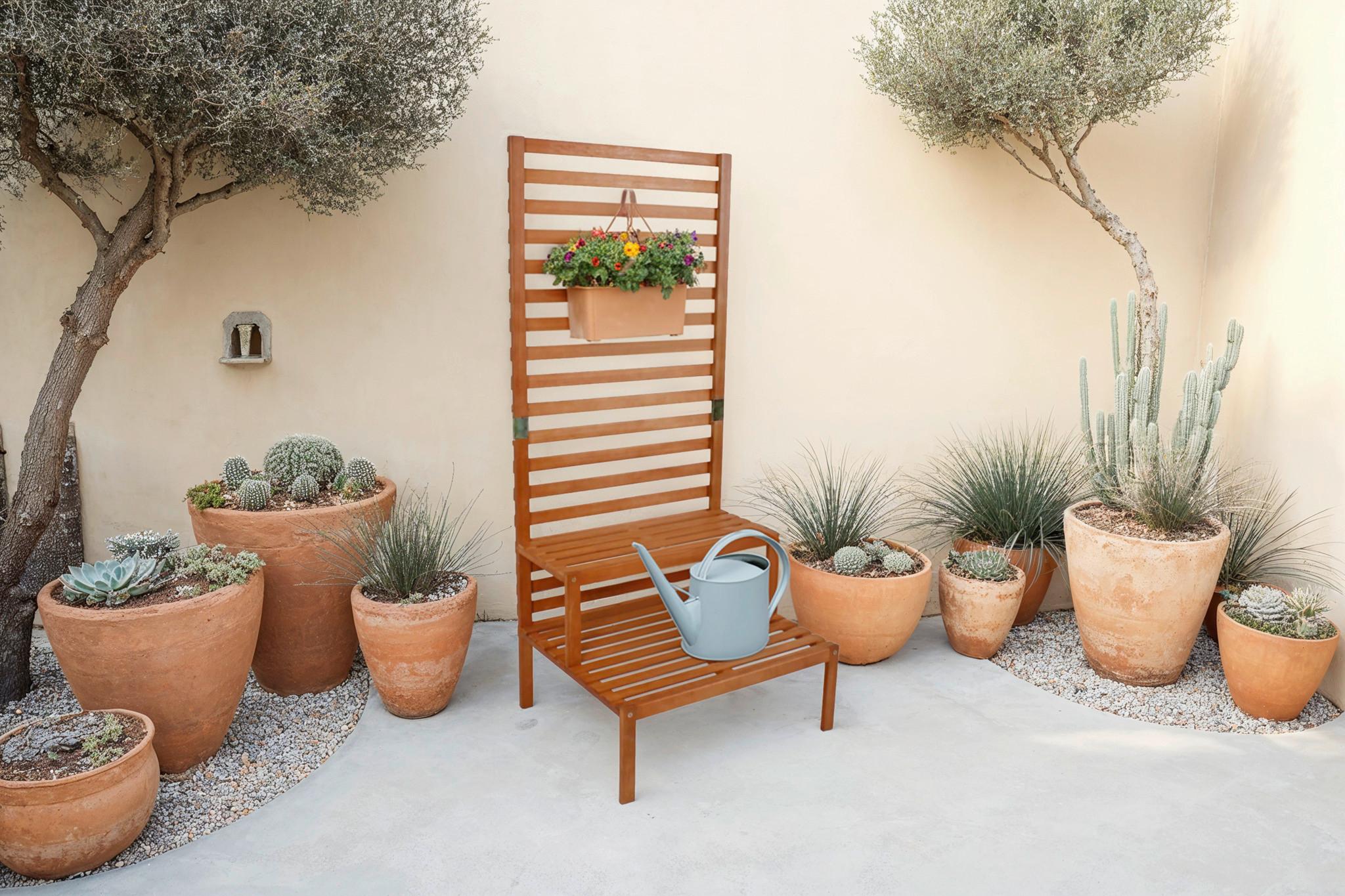 Sichtschutz mit Pflanztreppe ca.76x180x66cm Eukalyptusholz - Eukalyptusholzfarben, Basics, Holz (76/180/66cm) - Gardenson